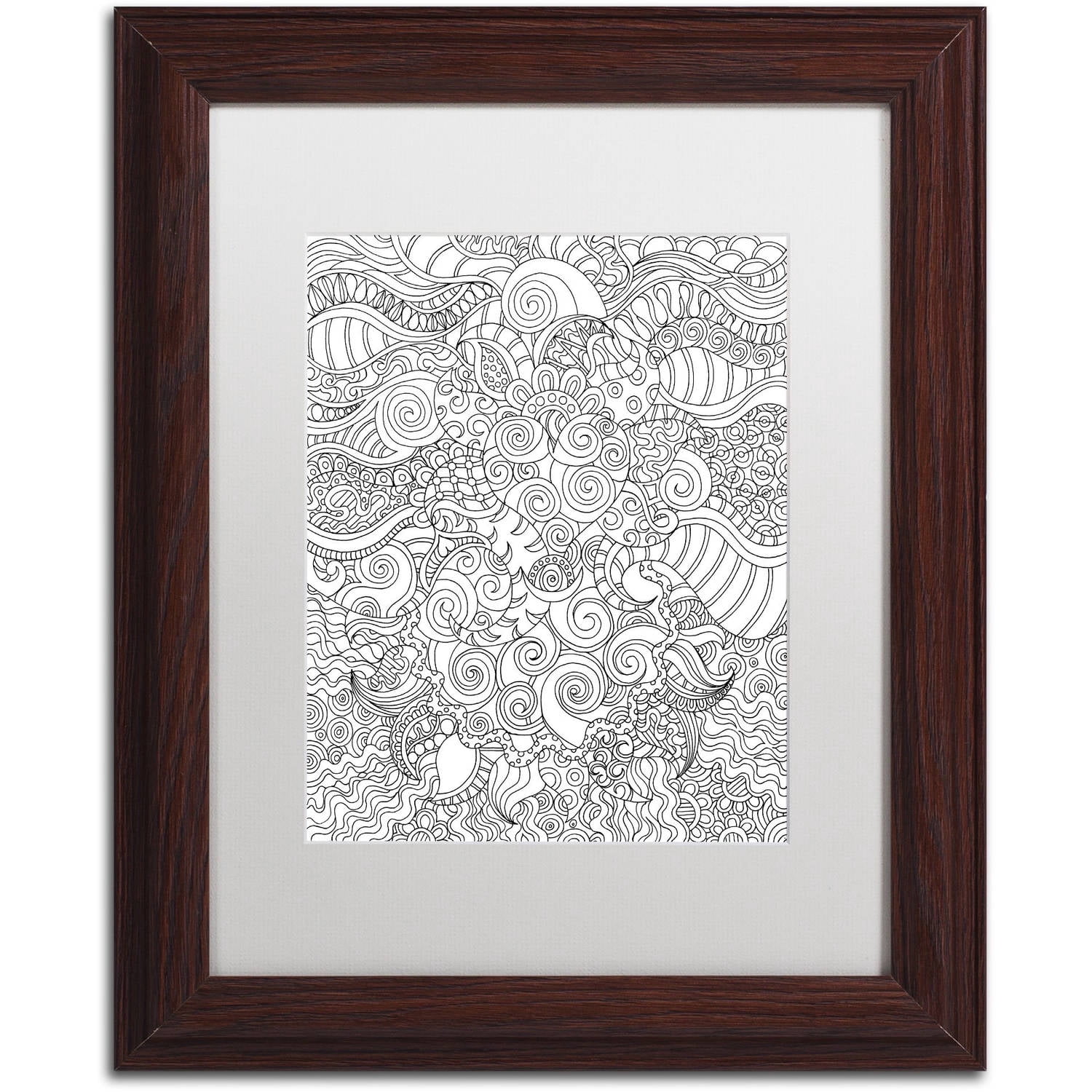 Trademark Fine Art "Mixed Coloring Book 53" Canvas Art by Kathy G. Ahrens, White Matte, Wood Frame