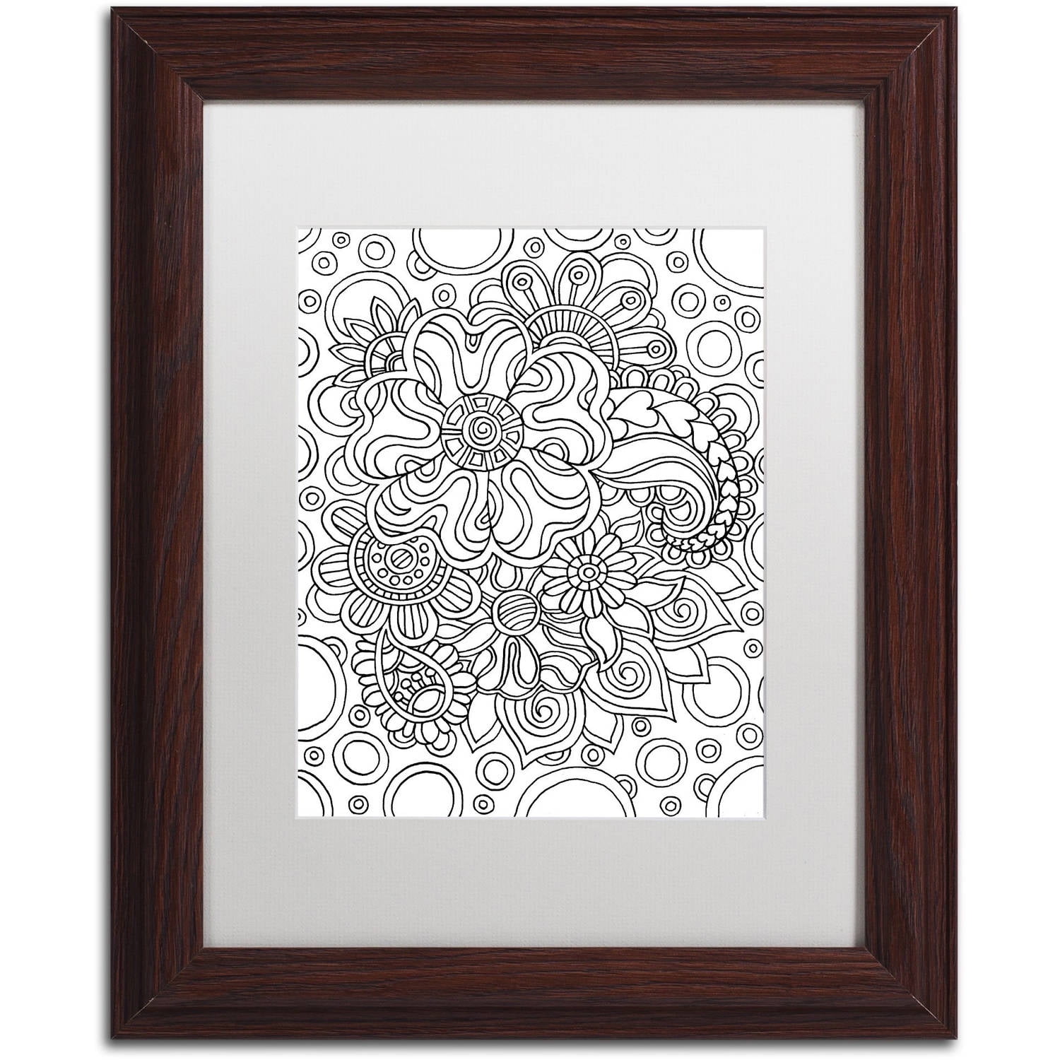 Trademark Fine Art "Mixed Coloring Book 54" Canvas Art by Kathy G. Ahrens, White Matte, Wood Frame