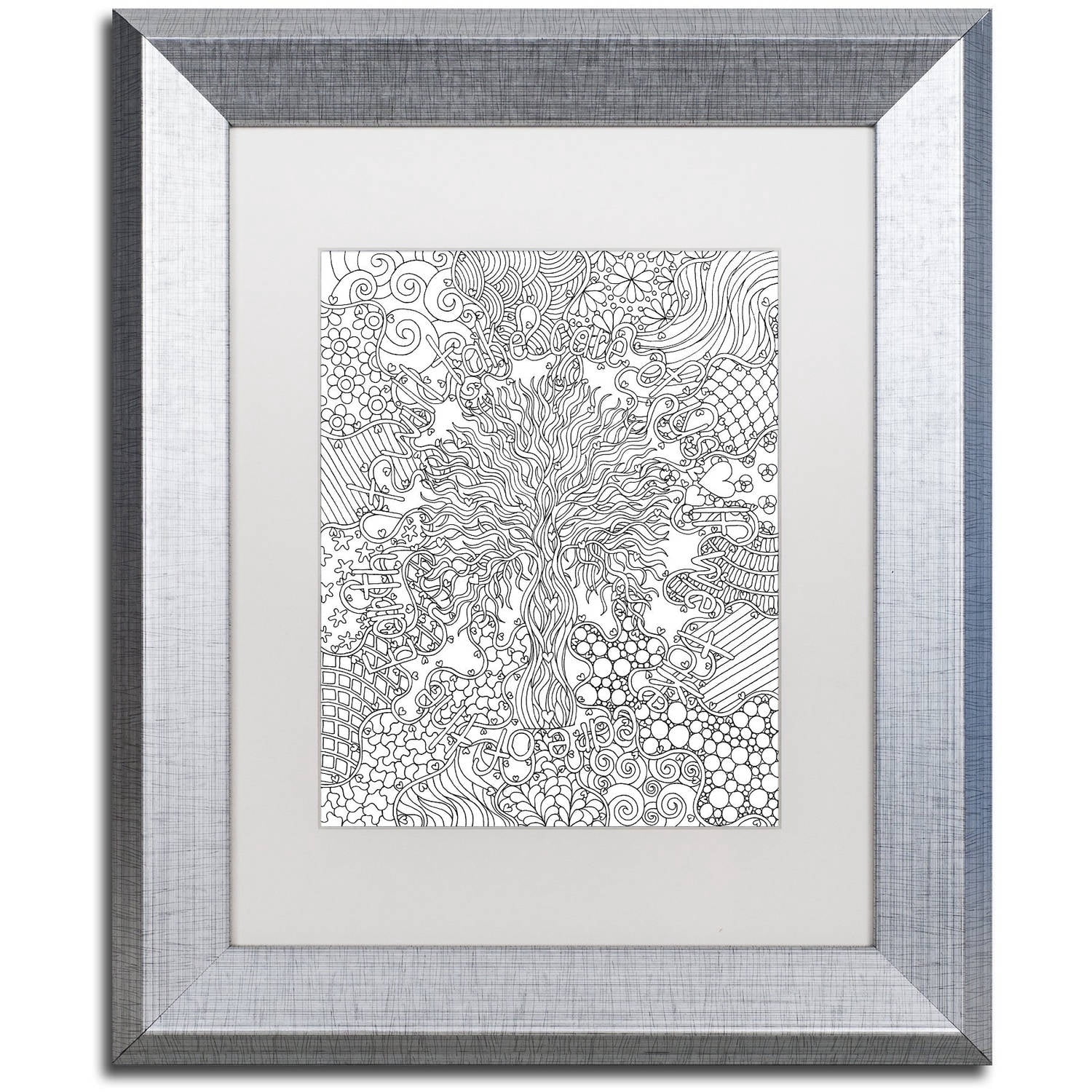 Trademark Fine Art "Mixed Coloring Book 55" Canvas Art by Kathy G. Ahrens, White Matte, Silver Frame