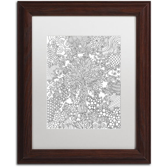 Trademark Fine Art "Mixed Coloring Book 55" Canvas Art by Kathy G. Ahrens, White Matte, Wood Frame