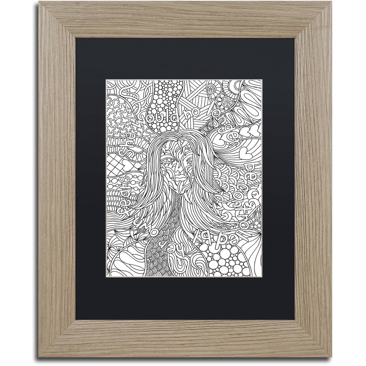 Trademark Fine Art "Mixed Coloring Book 58" Canvas Art by Kathy G. Ahrens, Black Matte, Birch Frame
