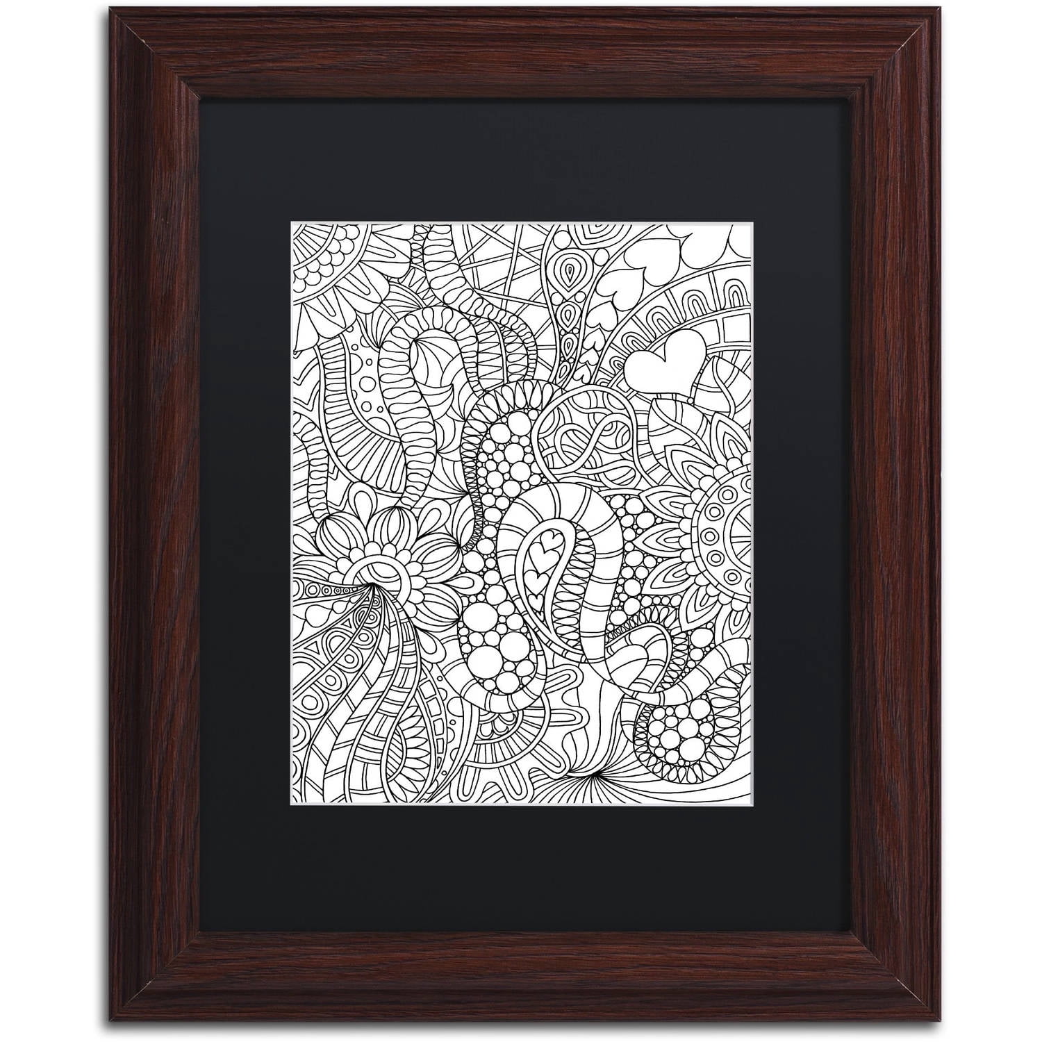 Trademark Fine Art "Mixed Coloring Book 62" Canvas Art by Kathy G. Ahrens, Black Matte, Wood Frame