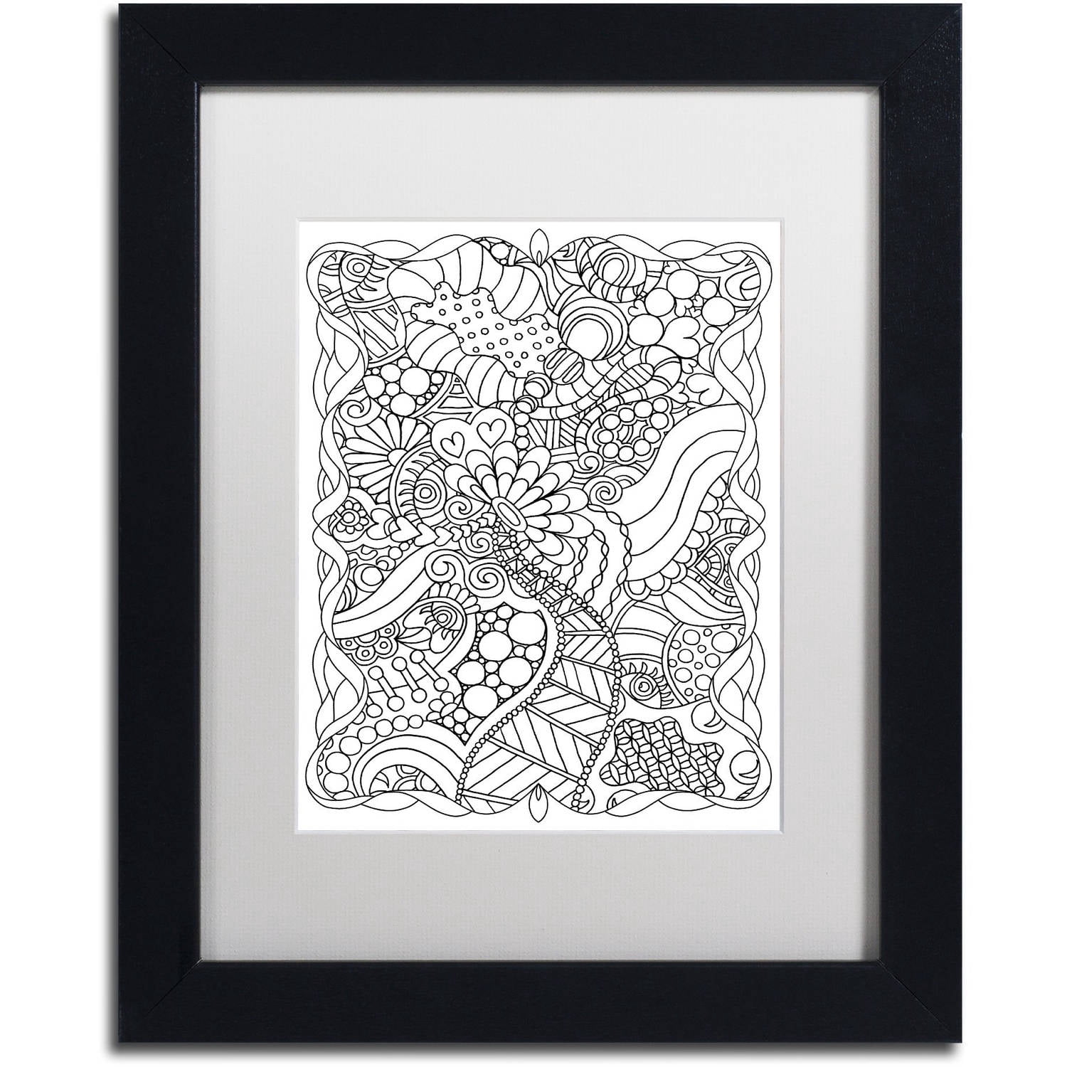 Trademark Fine Art "Mixed Coloring Book 63" Canvas Art by Kathy G. Ahrens, White Matte, Black Frame