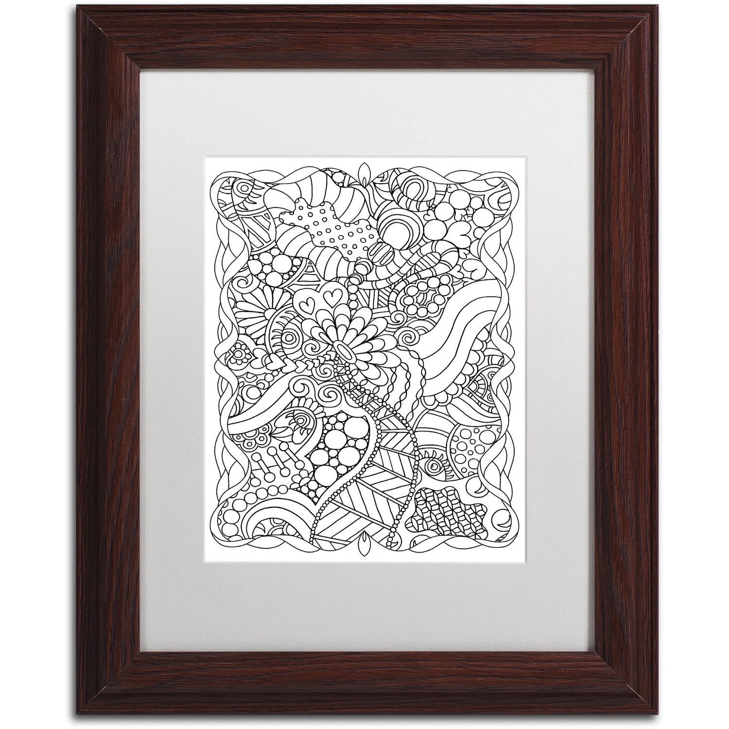 Trademark Fine Art "Mixed Coloring Book 63" Canvas Art by Kathy G. Ahrens, White Matte, Wood Frame