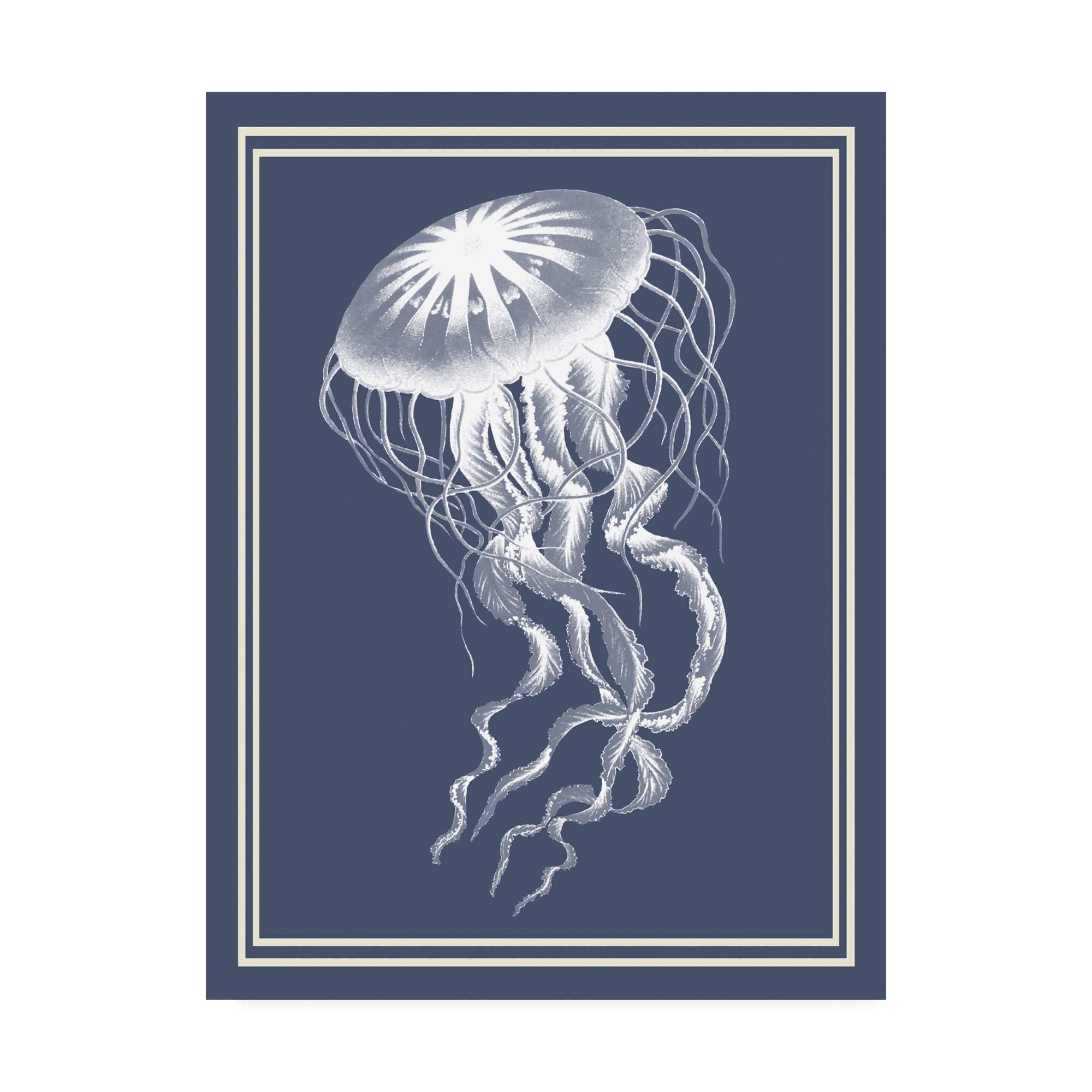 Trademark Fine Art 'Mixed Nautical White On Indigo Blue E' Canvas Art by Fab Funky