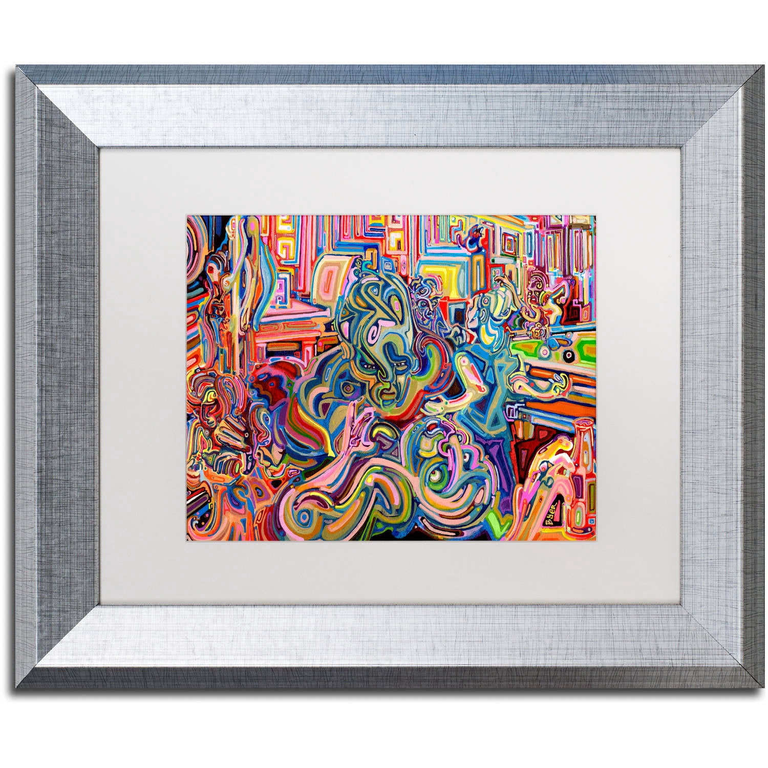 Trademark Fine Art "Modern Diplomacy" Canvas Art by Josh Byer, White Matte, Silver Frame