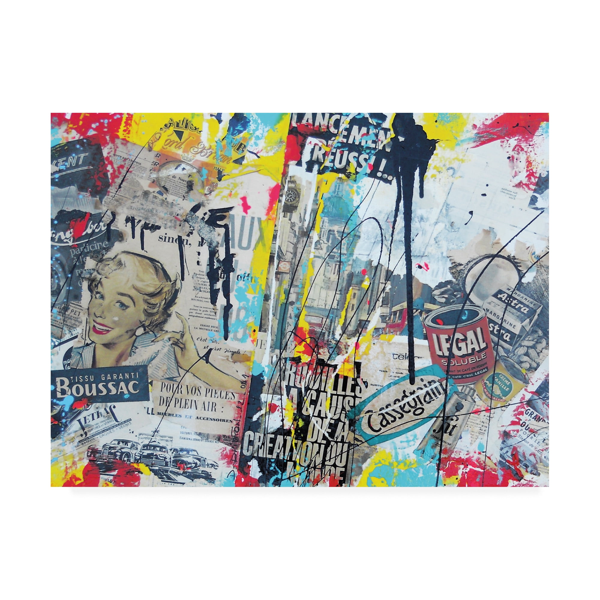 Modern Graffiti Abstract Canvas Art in Multicolor