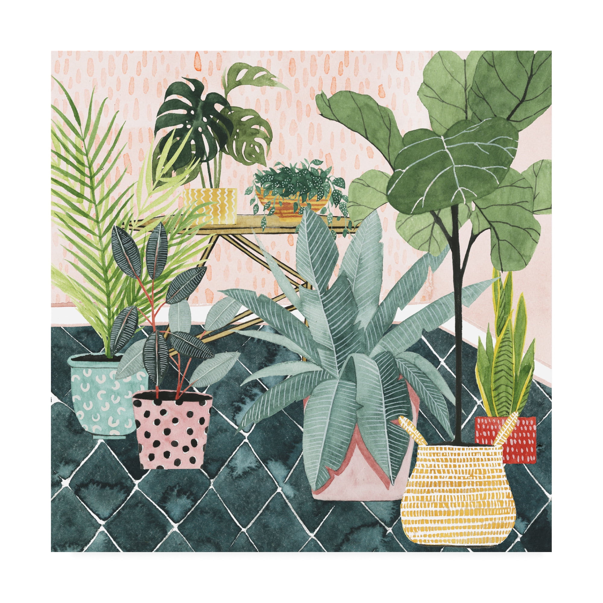 Grace Popp Green and Blue Botanical Canvas Art, 18 x 18
