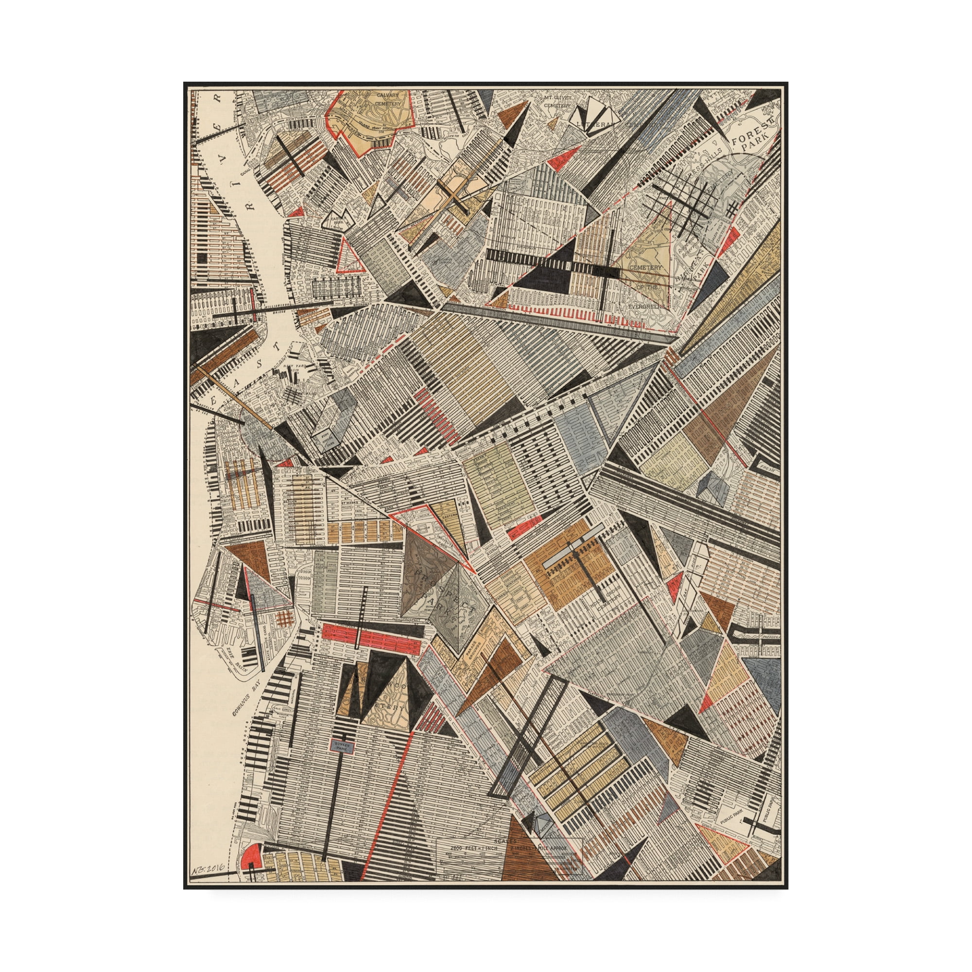 Trademark Fine Art 'Modern Map of Brooklyn' Canvas Art by Nikki Galapon