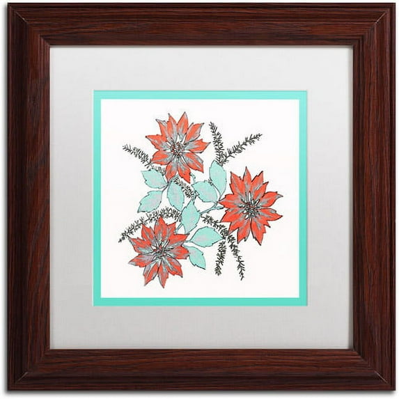 Trademark Fine Art "Modern Poinsettia" Canvas Art by Patty Tuggle, White Matte, Wood Frame