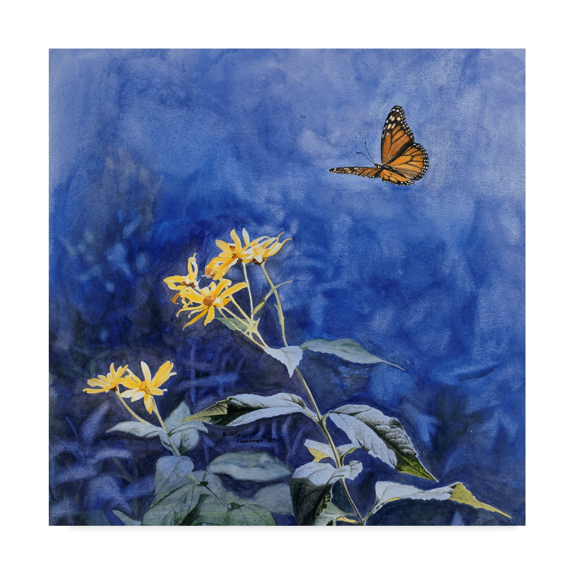 Mid-Century Modern Framed Monarch Butterfly Canvas Art