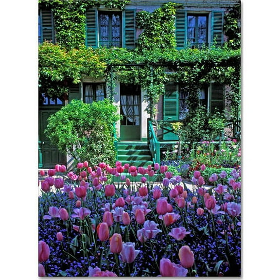 Trademark Fine Art "Monet's House With Tulips" Canvas Art by Kathy Yates