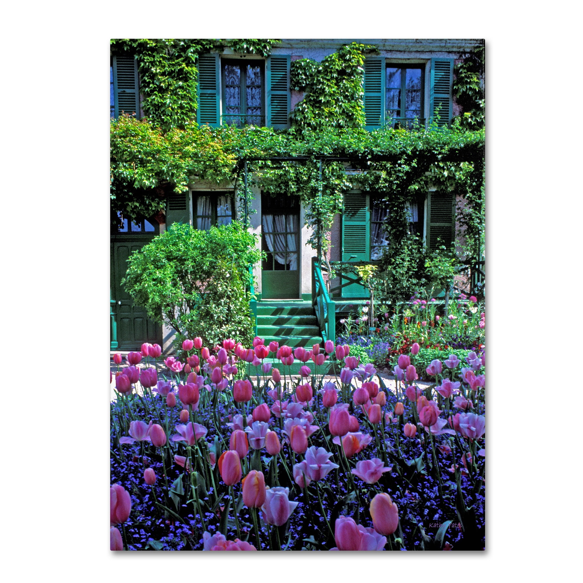Trademark Fine Art "Monet's House With Tulips" Canvas Art by Kathy Yates
