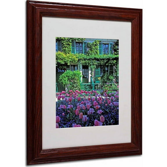 Trademark Fine Art "Monet's House With Tulips" Matted Framed Art by Kathy Yates, Wood Frame
