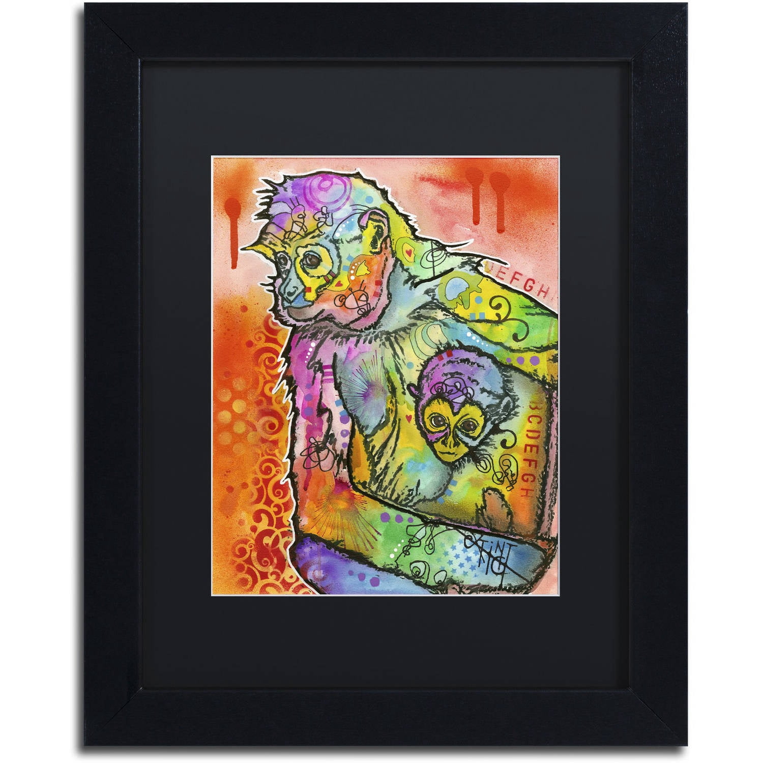 Trademark Fine Art "Monkey 1" Canvas Art by Dean Russo, Black Matte, Black Frame