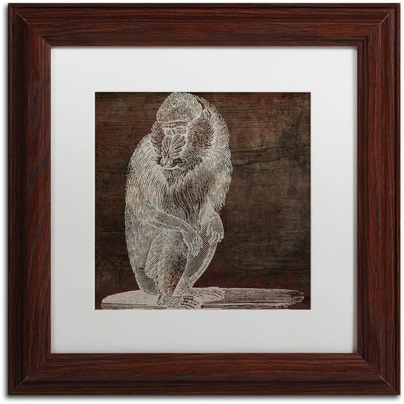 Trademark Fine Art "Monkey" Canvas Art by Color Bakery White Matte, Wood Frame