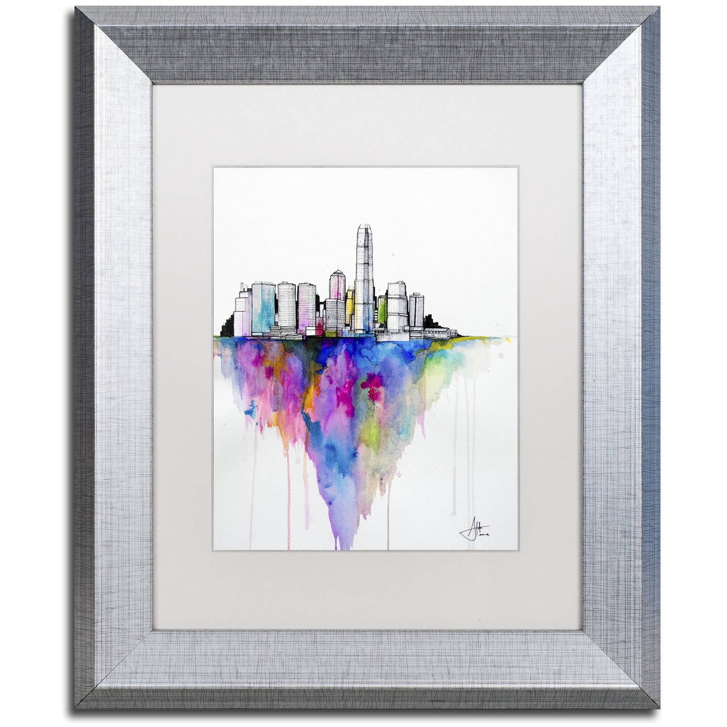 Trademark Fine Art 'Monolith II' Canvas Art by Marc Allante, White Matte, Silver Frame