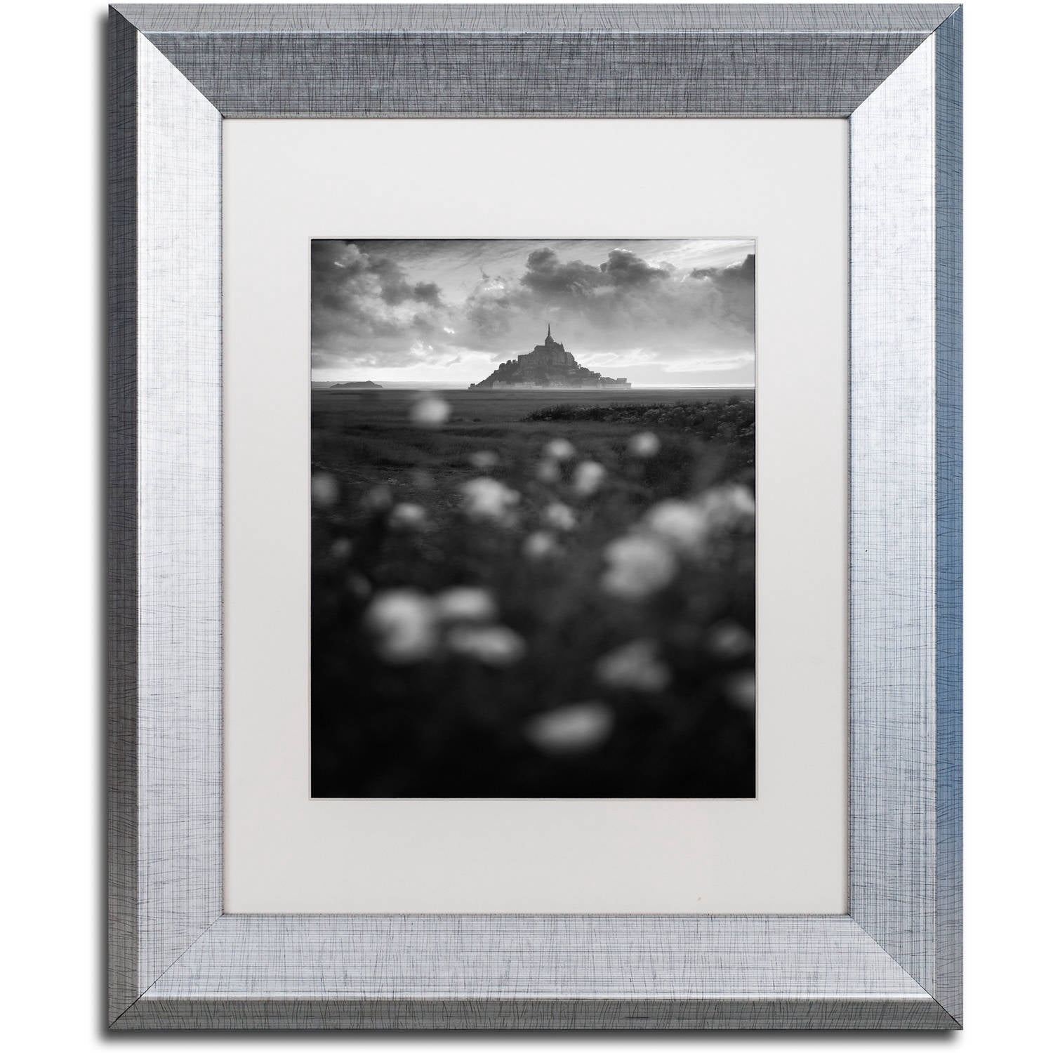 Trademark Fine Art "Mont Saint Michel" Canvas Art by Mathieu Rivrin, White Matte, Silver Frame