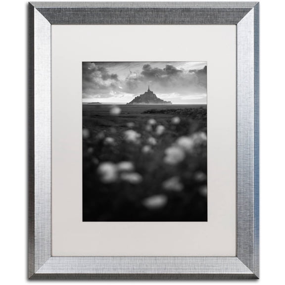 Trademark Fine Art "Mont Saint Michel" Canvas Art by Mathieu Rivrin, White Matte, Silver Frame