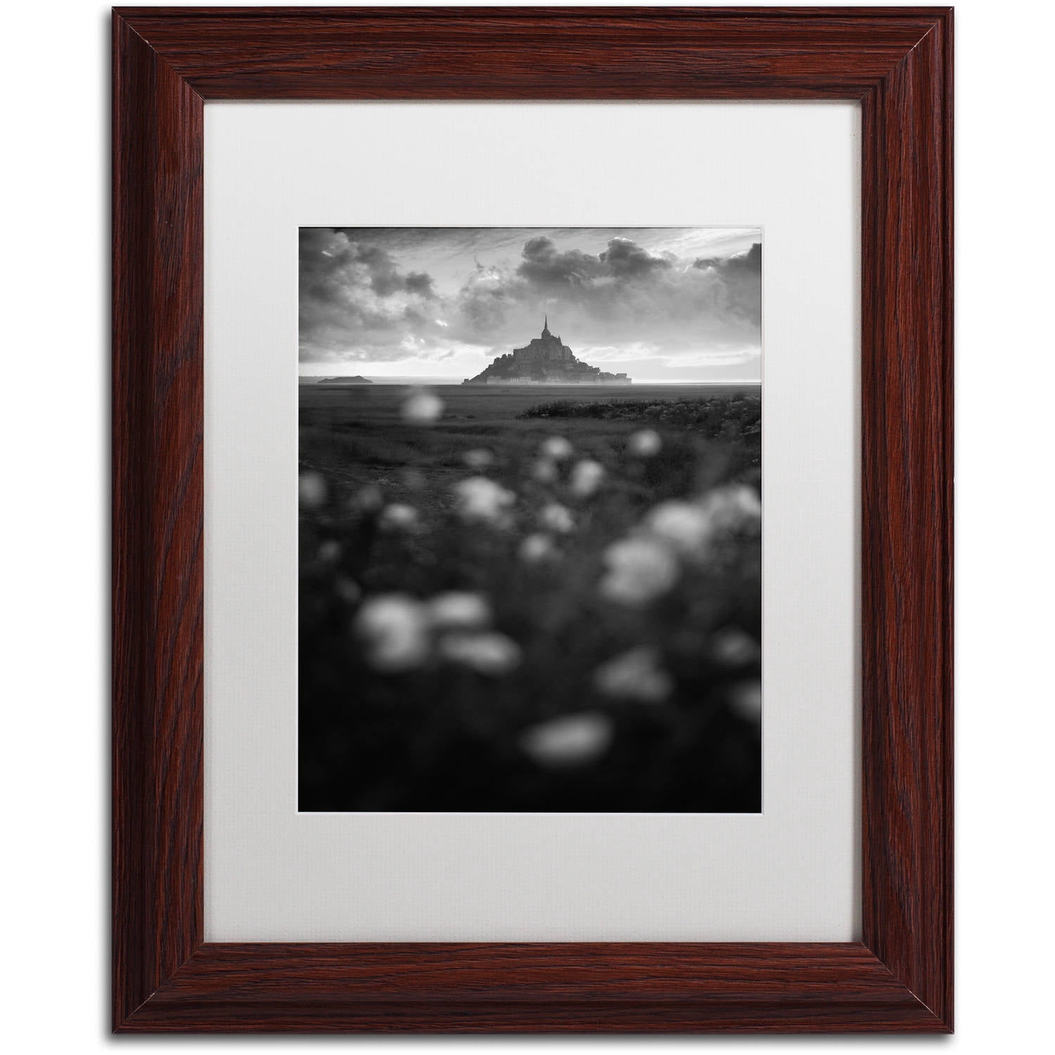 Trademark Fine Art "Mont Saint Michel" Canvas Art by Mathieu Rivrin, White Matte, Wood Frame