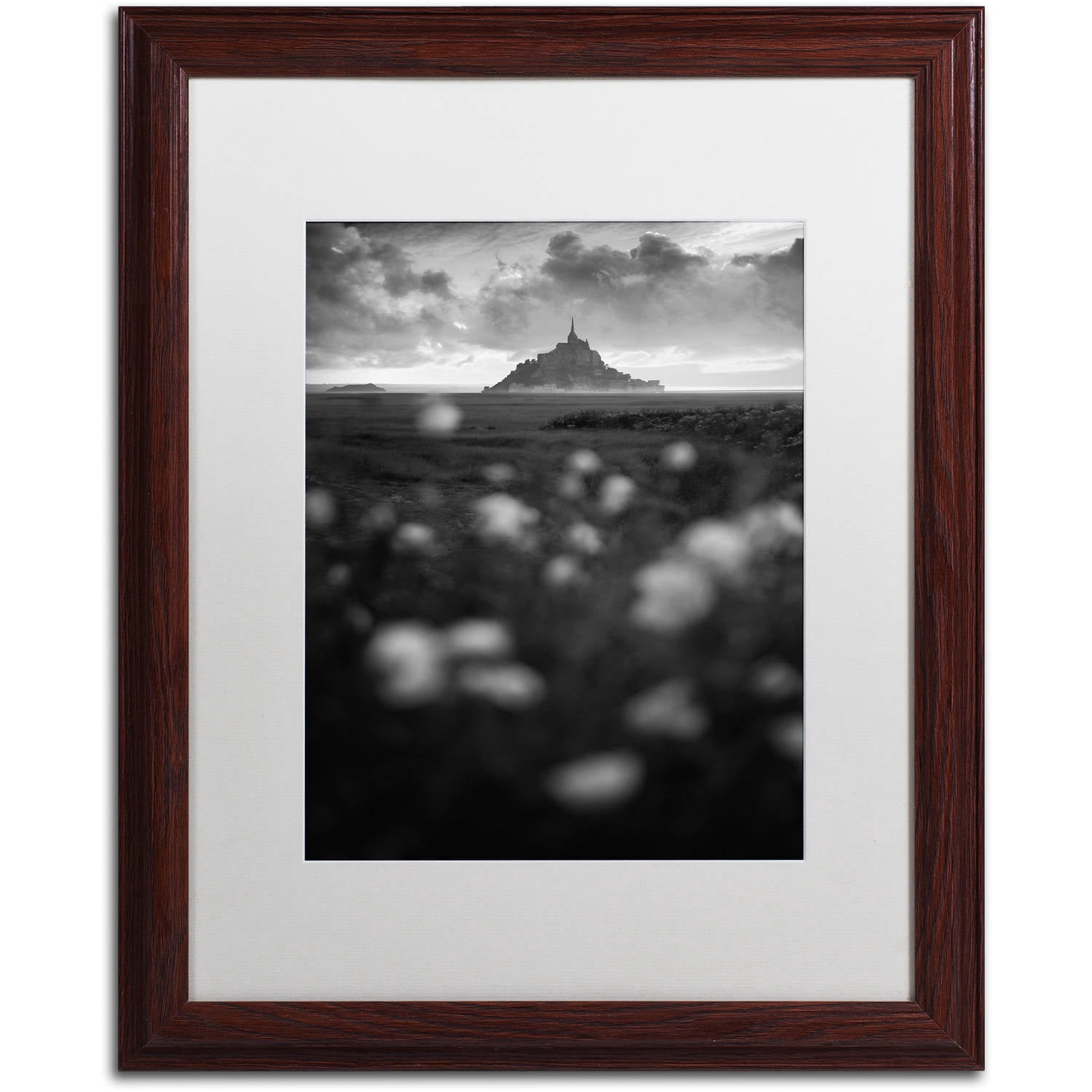 Trademark Fine Art "Mont Saint Michel" Canvas Art by Mathieu Rivrin, White Matte, Wood Frame