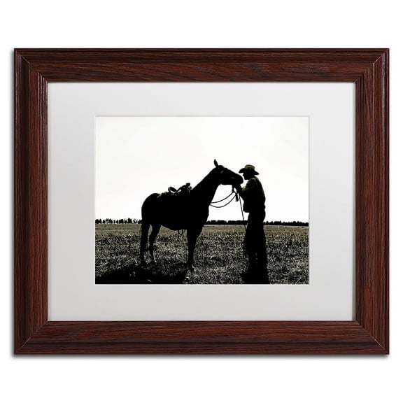 Trademark Fine Art "Montana Horse Rancher Shadow 2" Canvas Art by Preston White Mat, Wood Frame