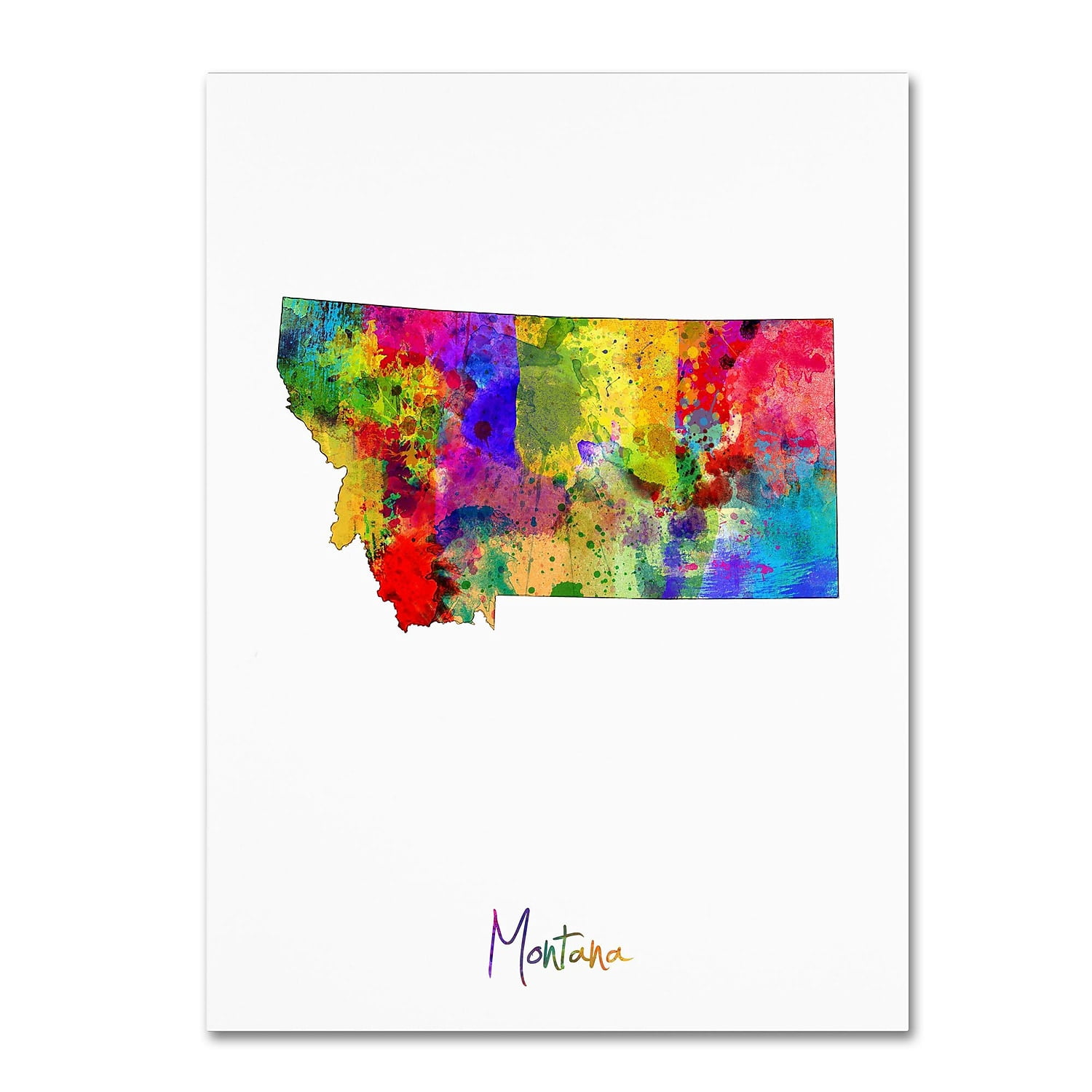 Trademark Fine Art "Montana Map" Canvas Art by Michael Tompsett