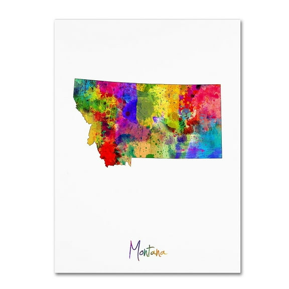 Trademark Fine Art "Montana Map" Canvas Art by Michael Tompsett