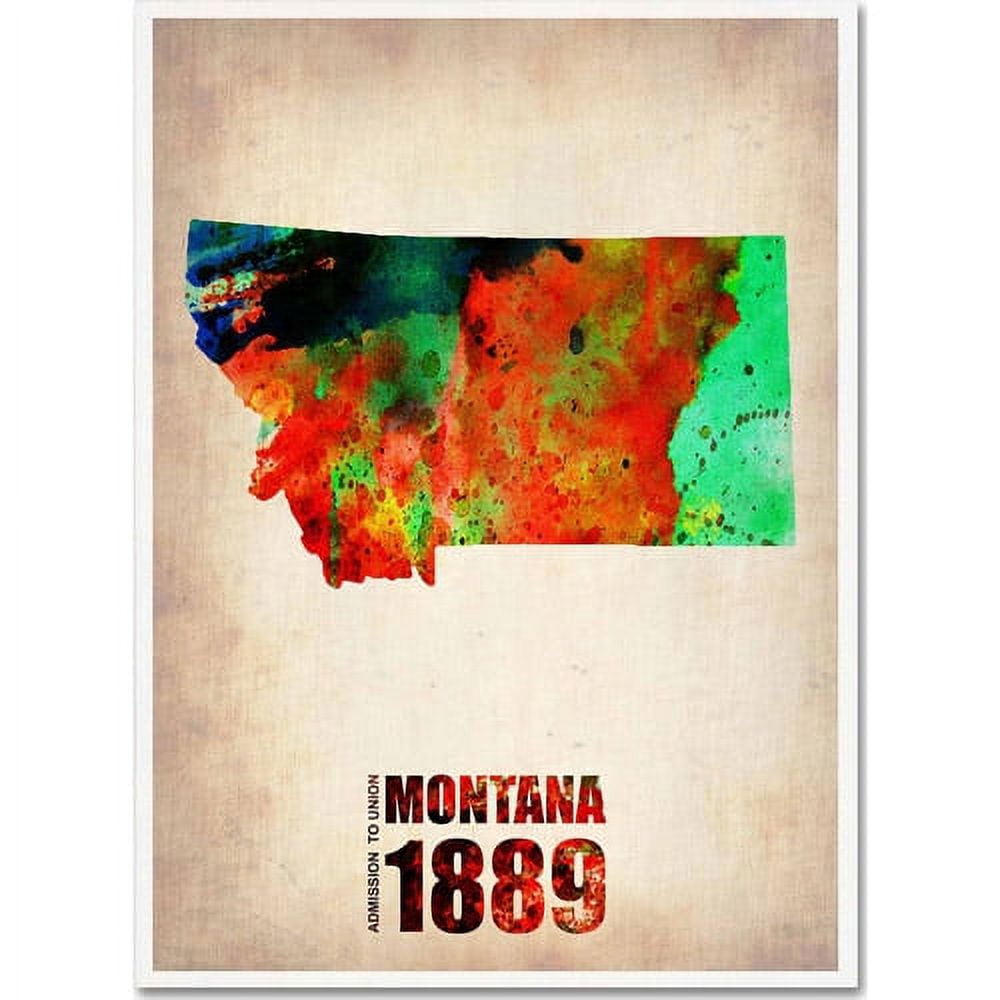 Trademark Fine Art "Montana Watercolor Map" Canvas Art by Naxart