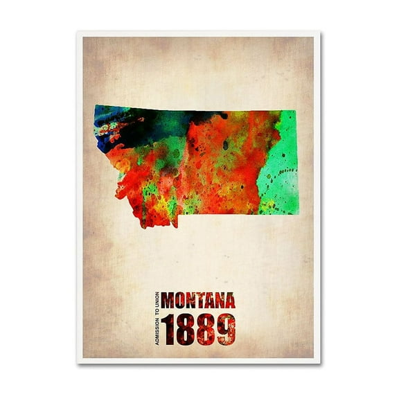 Trademark Fine Art "Montana Watercolor Map" Canvas Art by Naxart