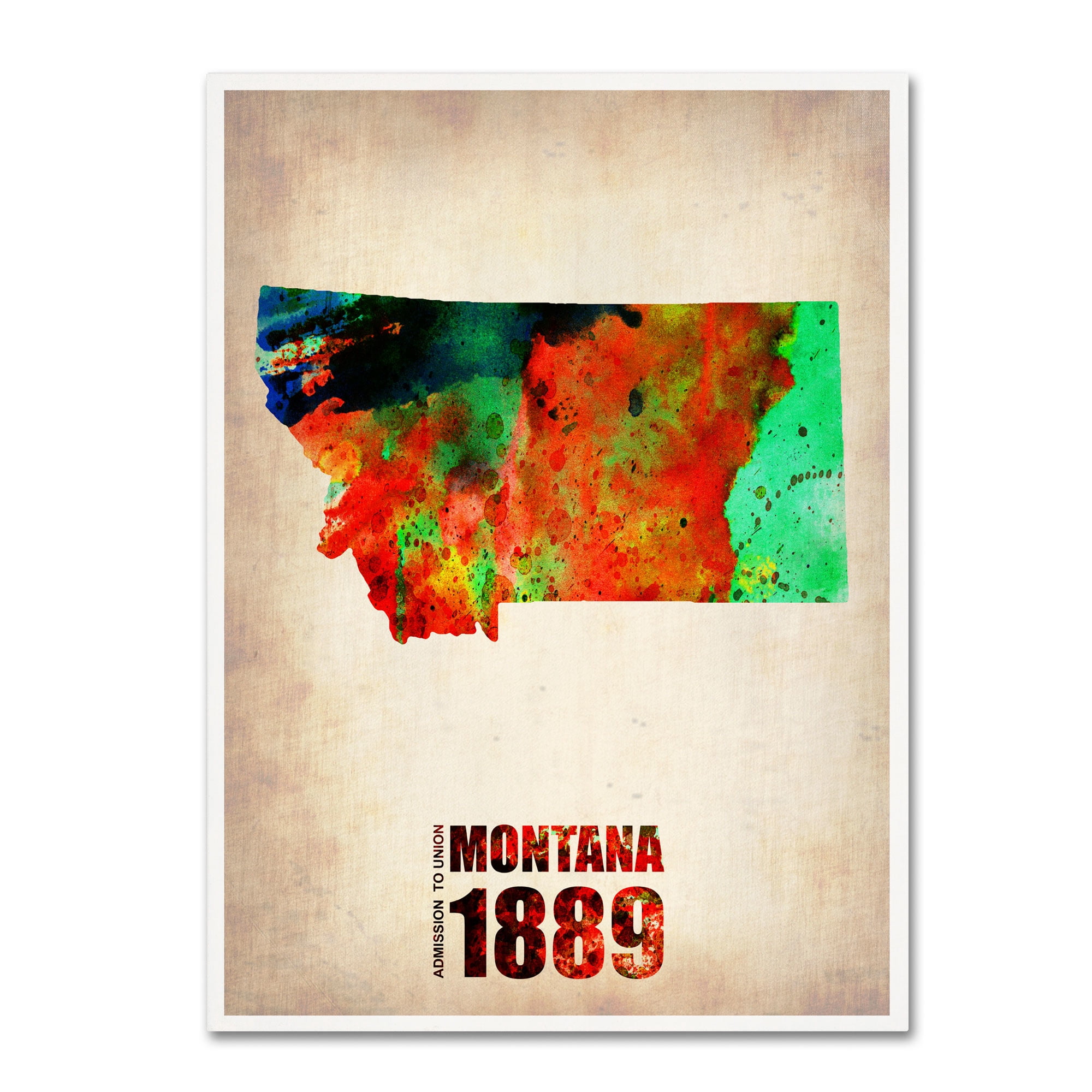 Trademark Fine Art "Montana Watercolor Map" Canvas Art by Naxart