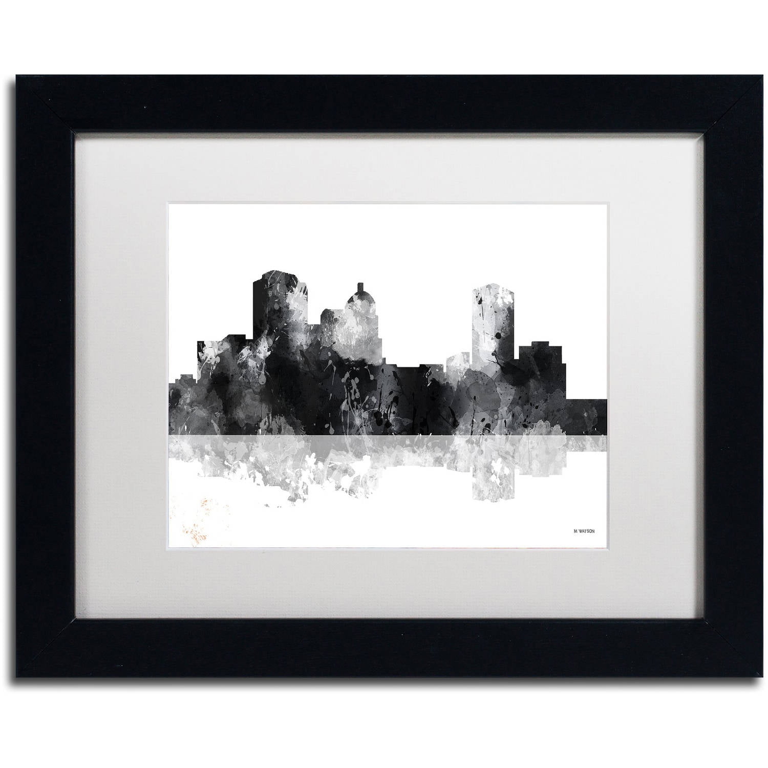 Trademark Fine Art "Montgomery Alabama Skyline BG-1" Canvas Art by Marlene Watson, White Matte, Black Frame