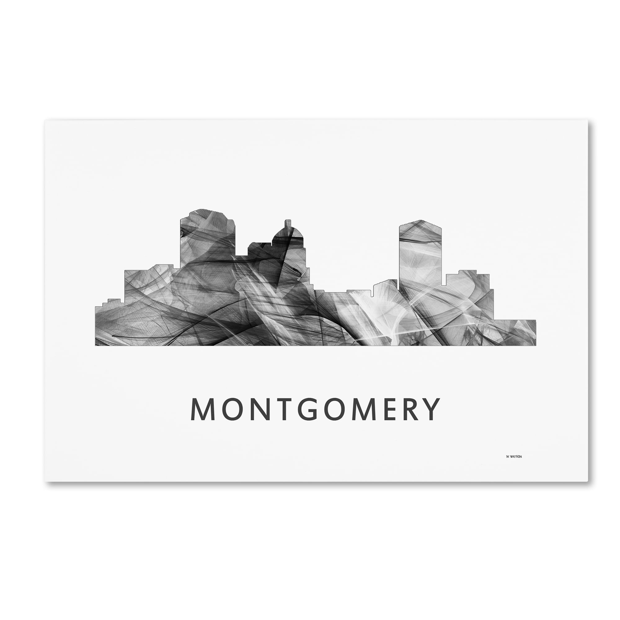Trademark Fine Art 'Montgomery Alabama Skyline WB-BW' Canvas Art by Marlene Watson