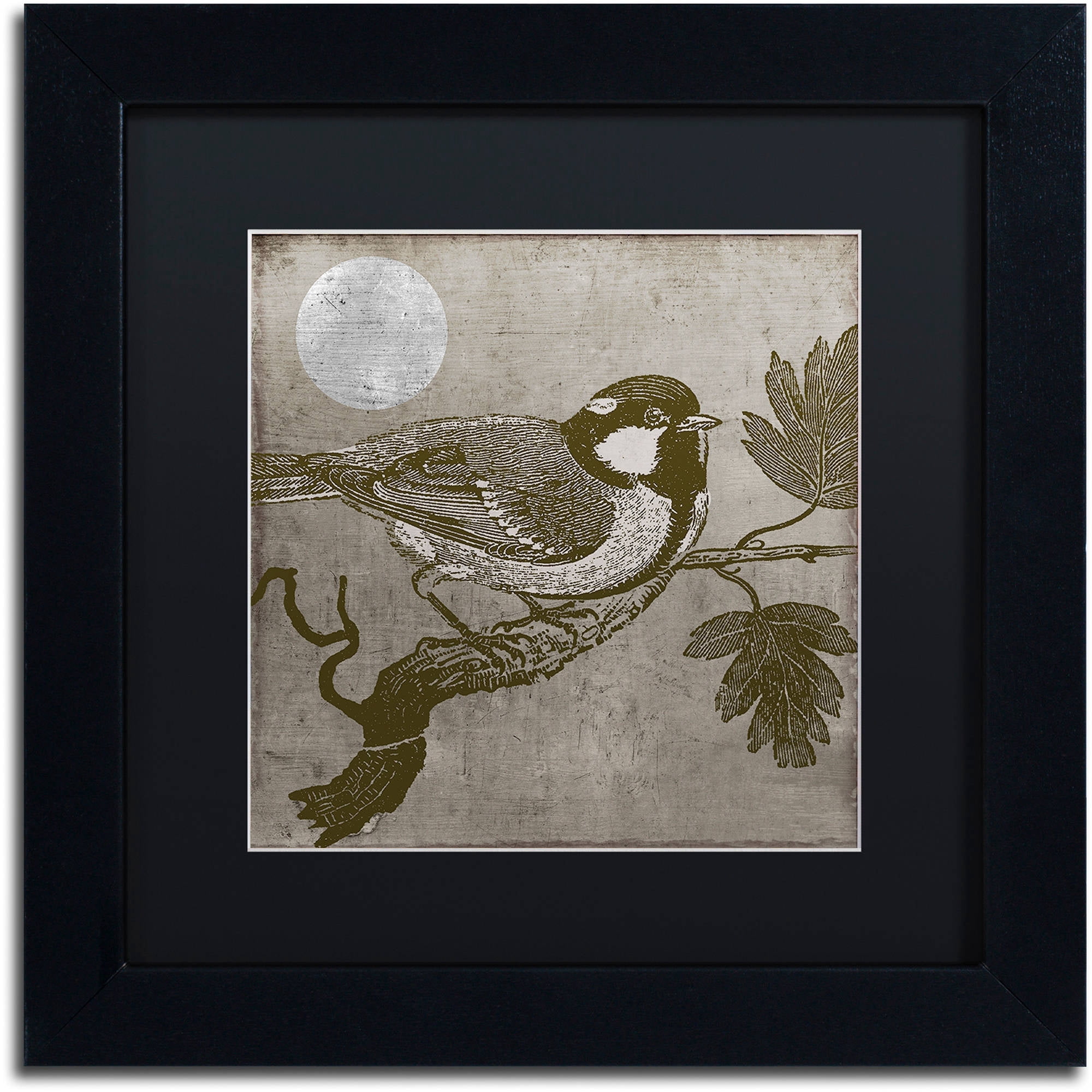 Trademark Fine Art "Moon Bird" Canvas Art by Color Bakery Black Matte, Black Frame