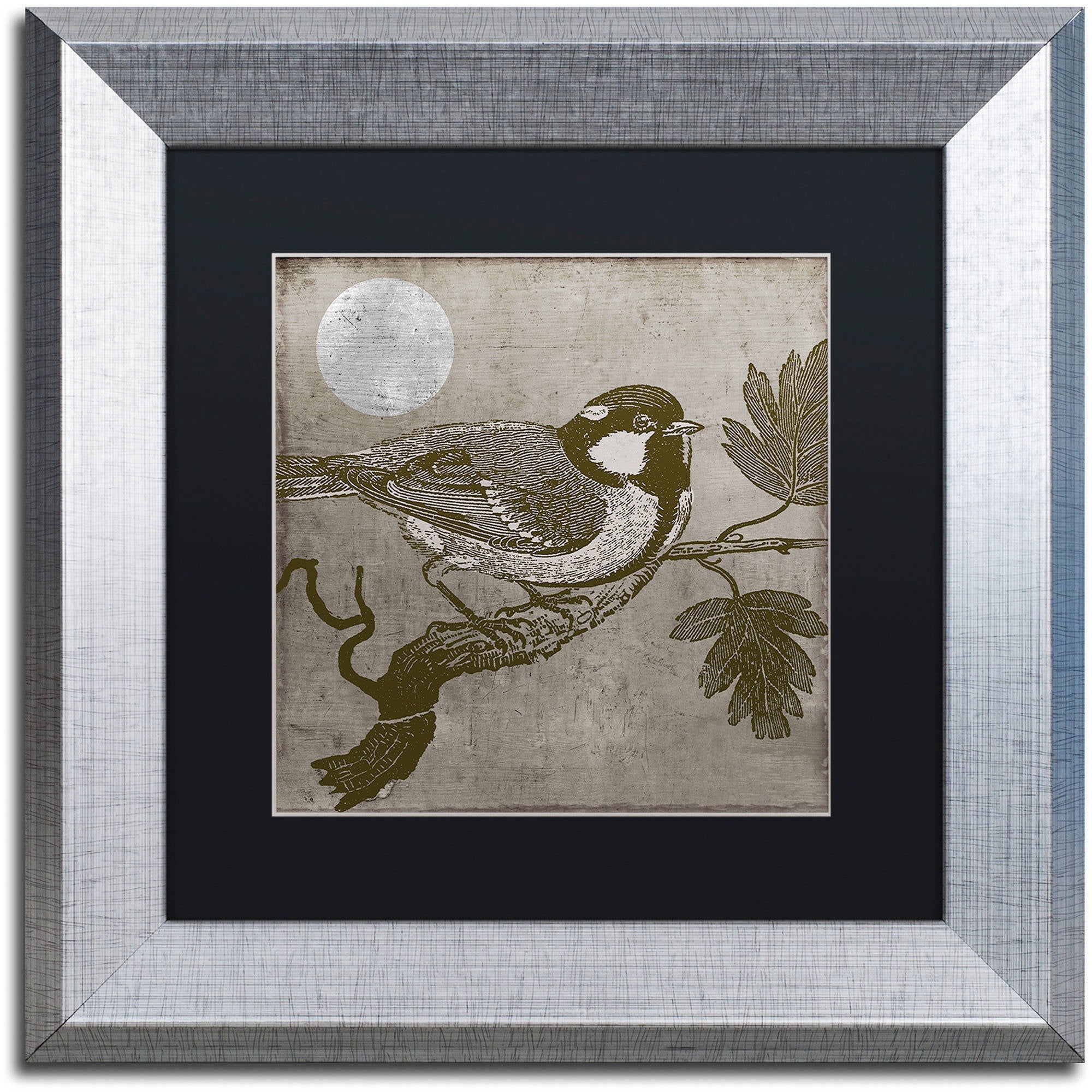 Trademark Fine Art "Moon Bird" Canvas Art by Color Bakery Black Matte, Silver Frame