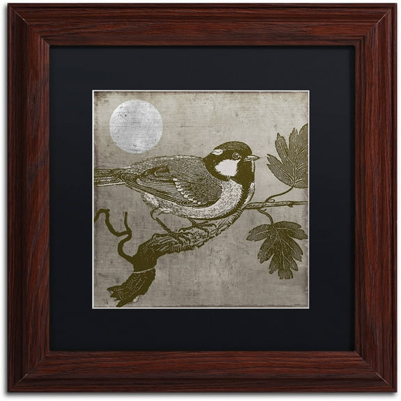 Trademark Fine Art "Moon Bird" Canvas Art by Color Bakery Black Matte, Wood Frame