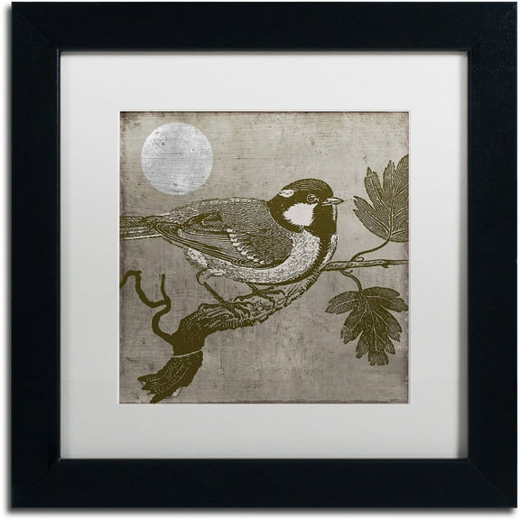 Trademark Fine Art "Moon Bird" Canvas Art by Color Bakery White Matte, Black Frame