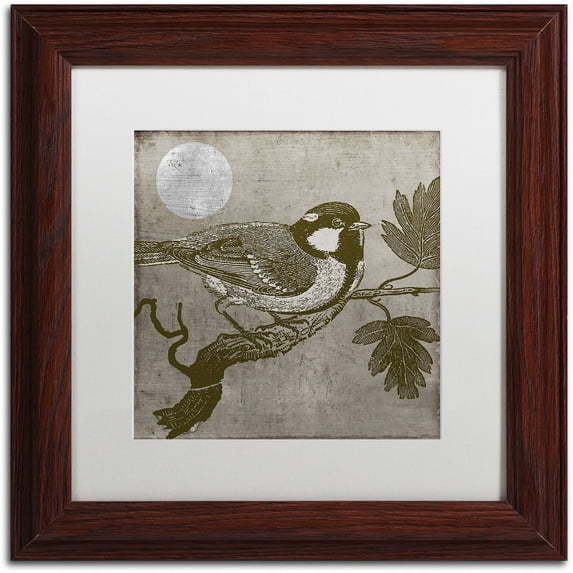 Trademark Fine Art "Moon Bird" Canvas Art by Color Bakery White Matte, Wood Frame