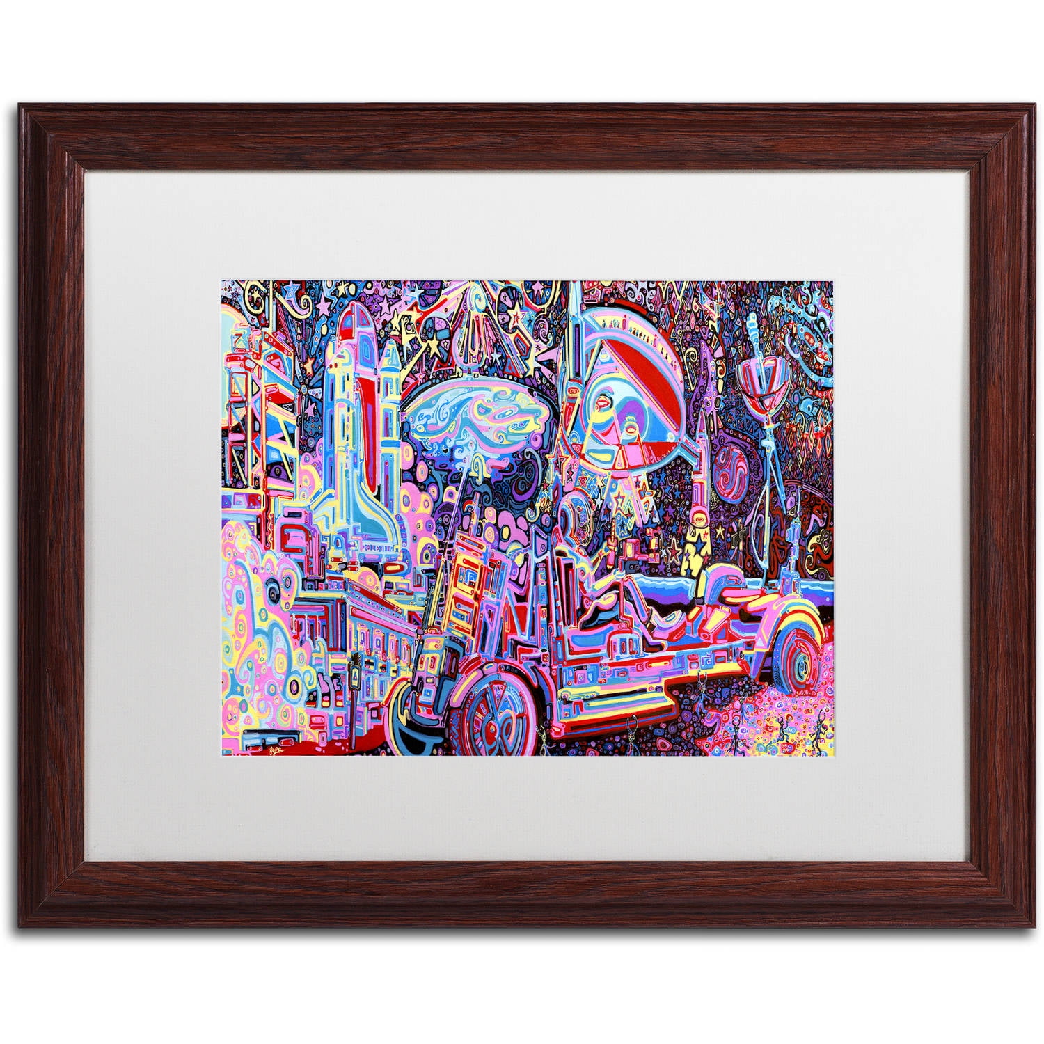 Trademark Fine Art "Moon Buggy" Canvas Art by Josh Byer, White Matte, Wood Frame