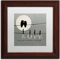 Trademark Fine Art "Moon Lovers I" Canvas Art by Pela Studio, White Mat, Wood Frame