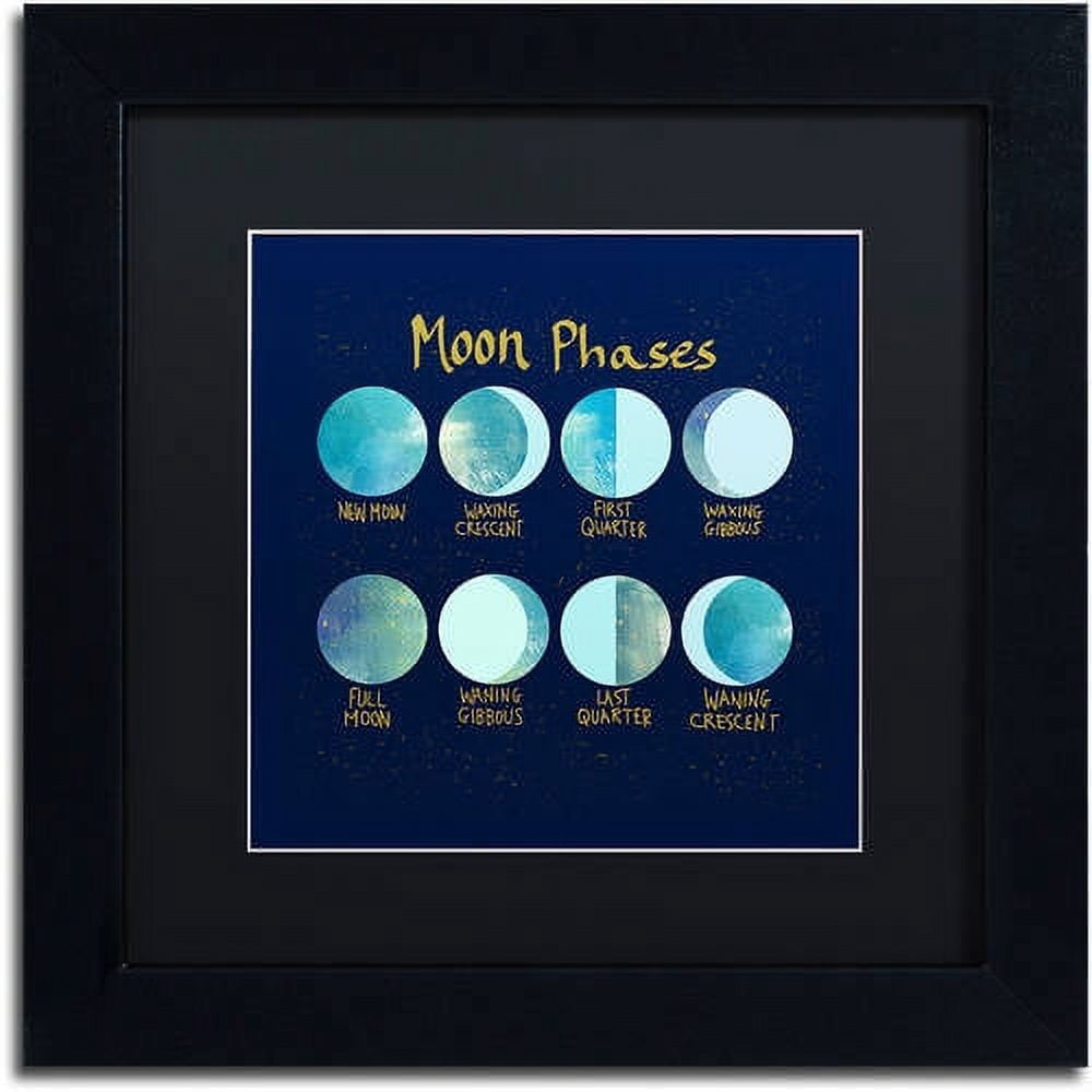 Trademark Fine Art "Moon Phases" Canvas Art by Lisa Powell Braun, Black Matte, Black Frame