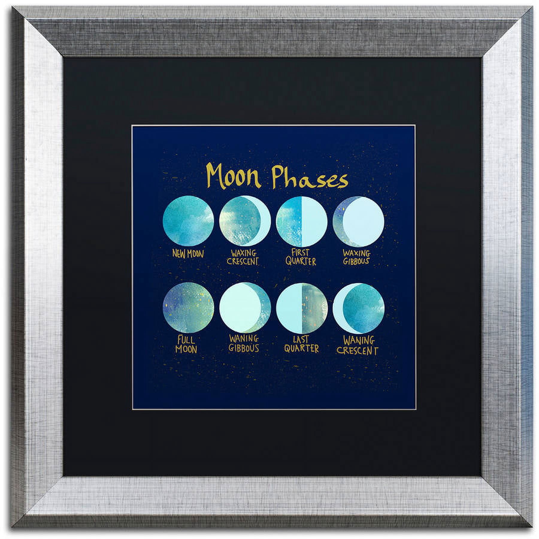 Trademark Fine Art "Moon Phases" Canvas Art by Lisa Powell Braun, Black Matte, Silver Frame