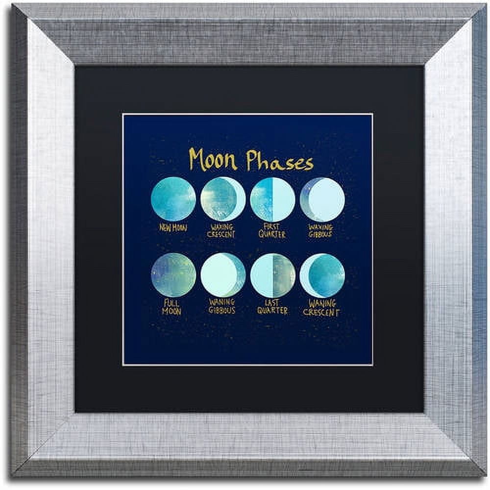 Trademark Fine Art "Moon Phases" Canvas Art by Lisa Powell Braun, Black Matte, Silver Frame
