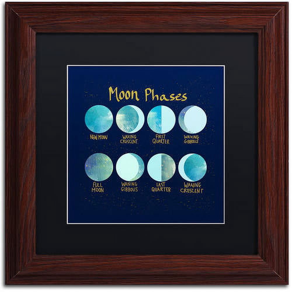 Trademark Fine Art "Moon Phases" Canvas Art by Lisa Powell Braun, Black Matte, Wood Frame