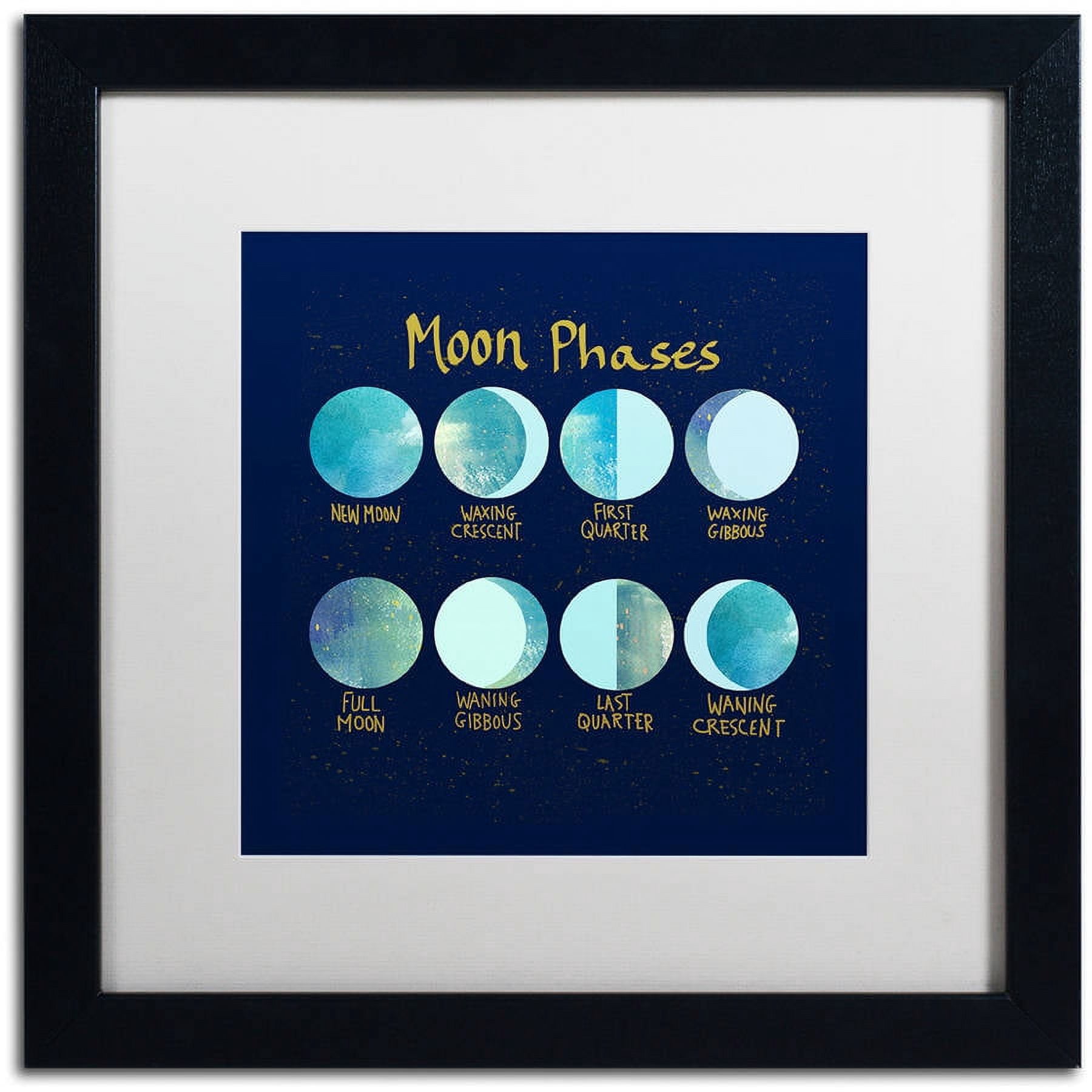 Trademark Fine Art "Moon Phases" Canvas Art by Lisa Powell Braun, White Matte, Black Frame