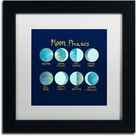 Trademark Fine Art "Moon Phases" Canvas Art by Lisa Powell Braun, White Matte, Black Frame