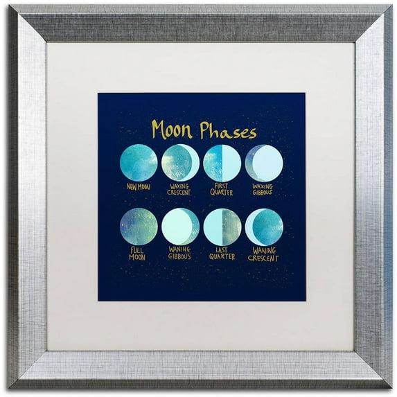 Trademark Fine Art "Moon Phases" Canvas Art by Lisa Powell Braun, White Matte, Silver Frame