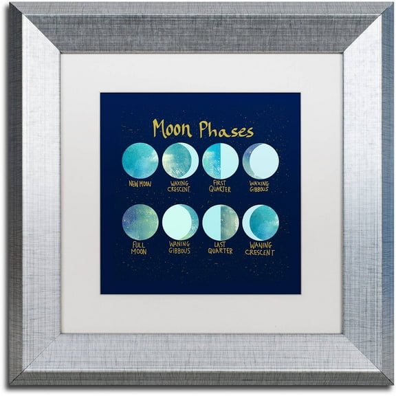 Trademark Fine Art "Moon Phases" Canvas Art by Lisa Powell Braun, White Matte, Silver Frame