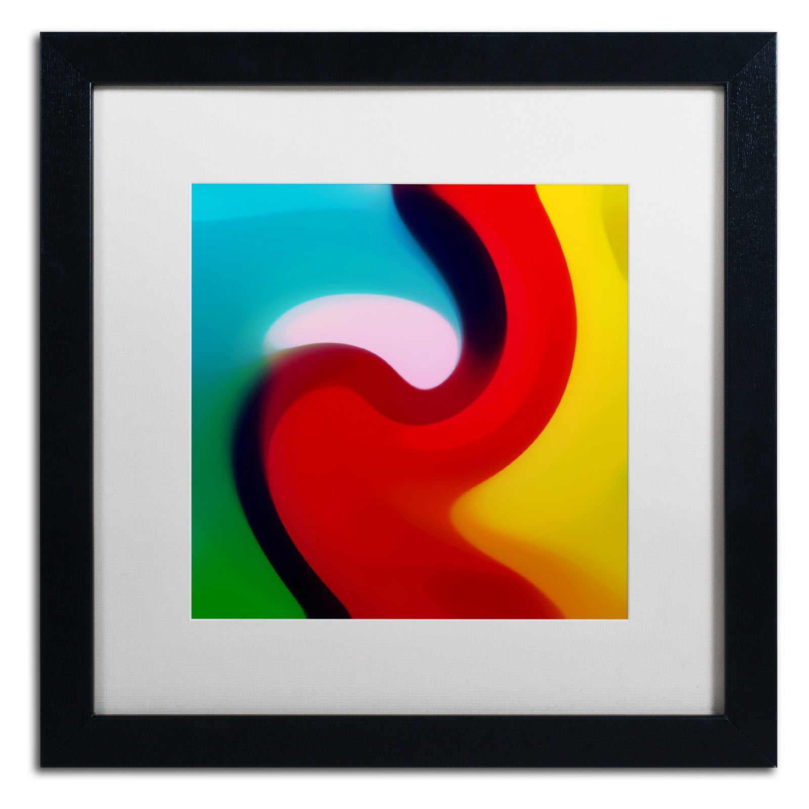 Colorful Abstract Acrylic Painting on Canvas with Black Frame