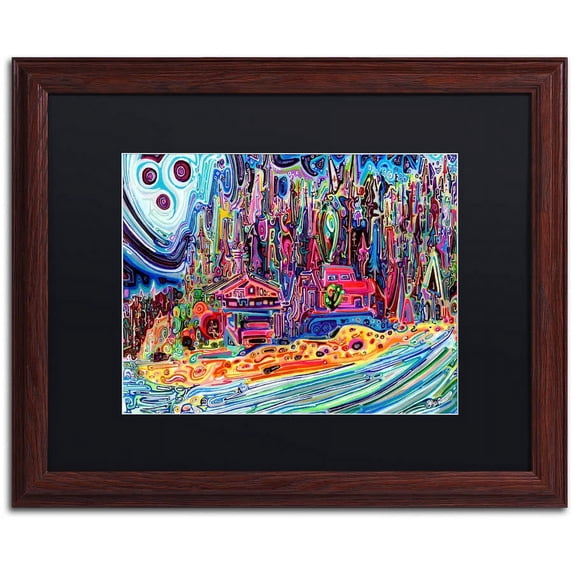 Trademark Fine Art "Moon Rising Over Saturna Island" Canvas Art by Josh Byer, Black Matte, Wood Frame